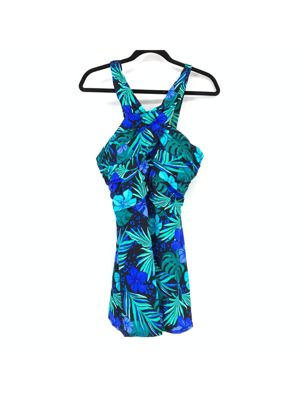 Swimsuits For All Womens Size 16 Tropical Floral Skirted Swimsuit Cross Strap